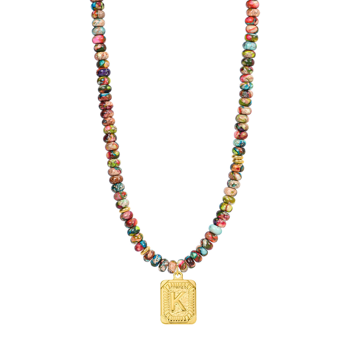 Collar de burbujas con inicial de gema vibrante