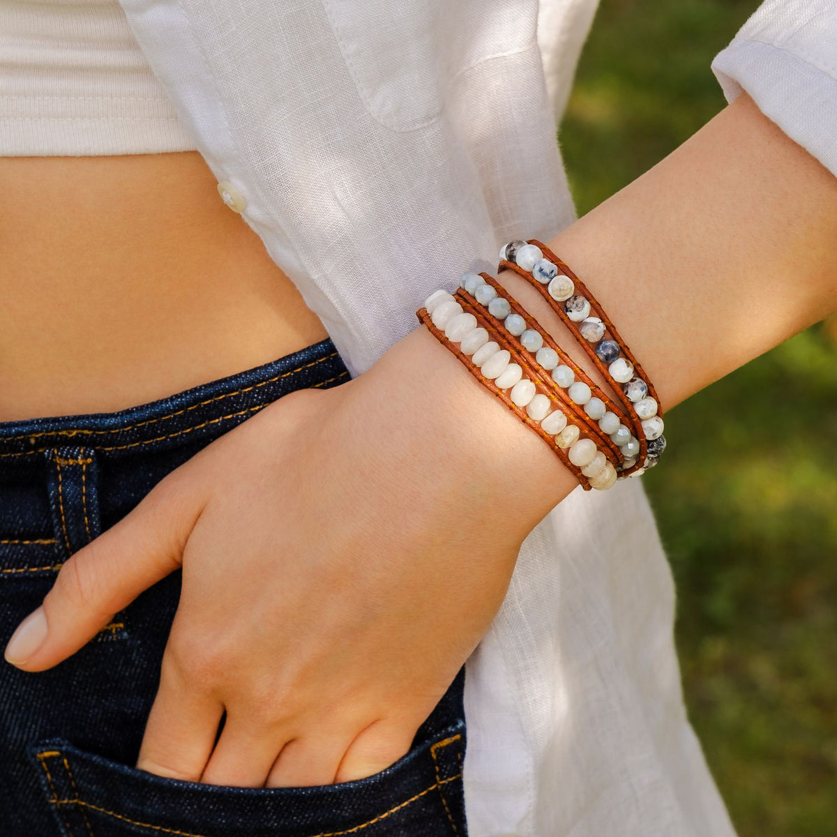 Pulsera artesanal White Harmony Wrap
