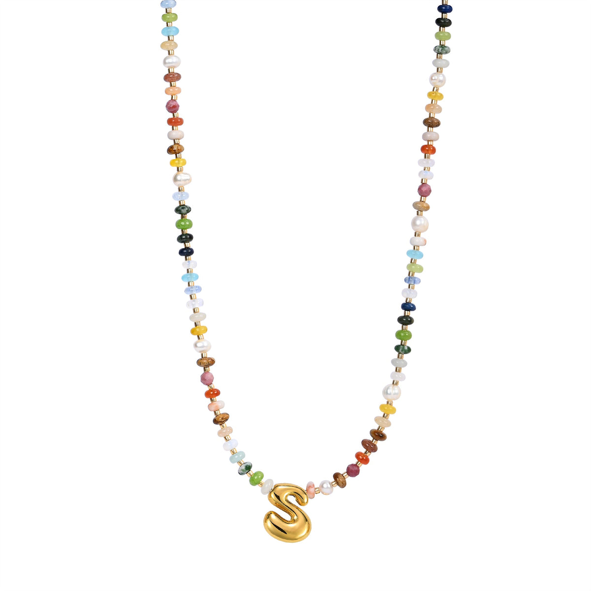 Collar de letras burbuja multicolor