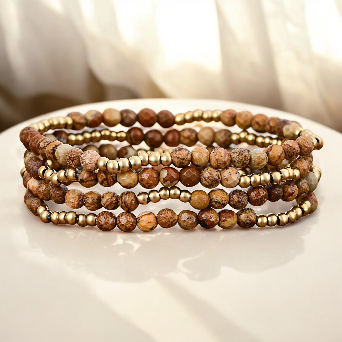 Conjunto de pulseras de jaspe Golden Earth