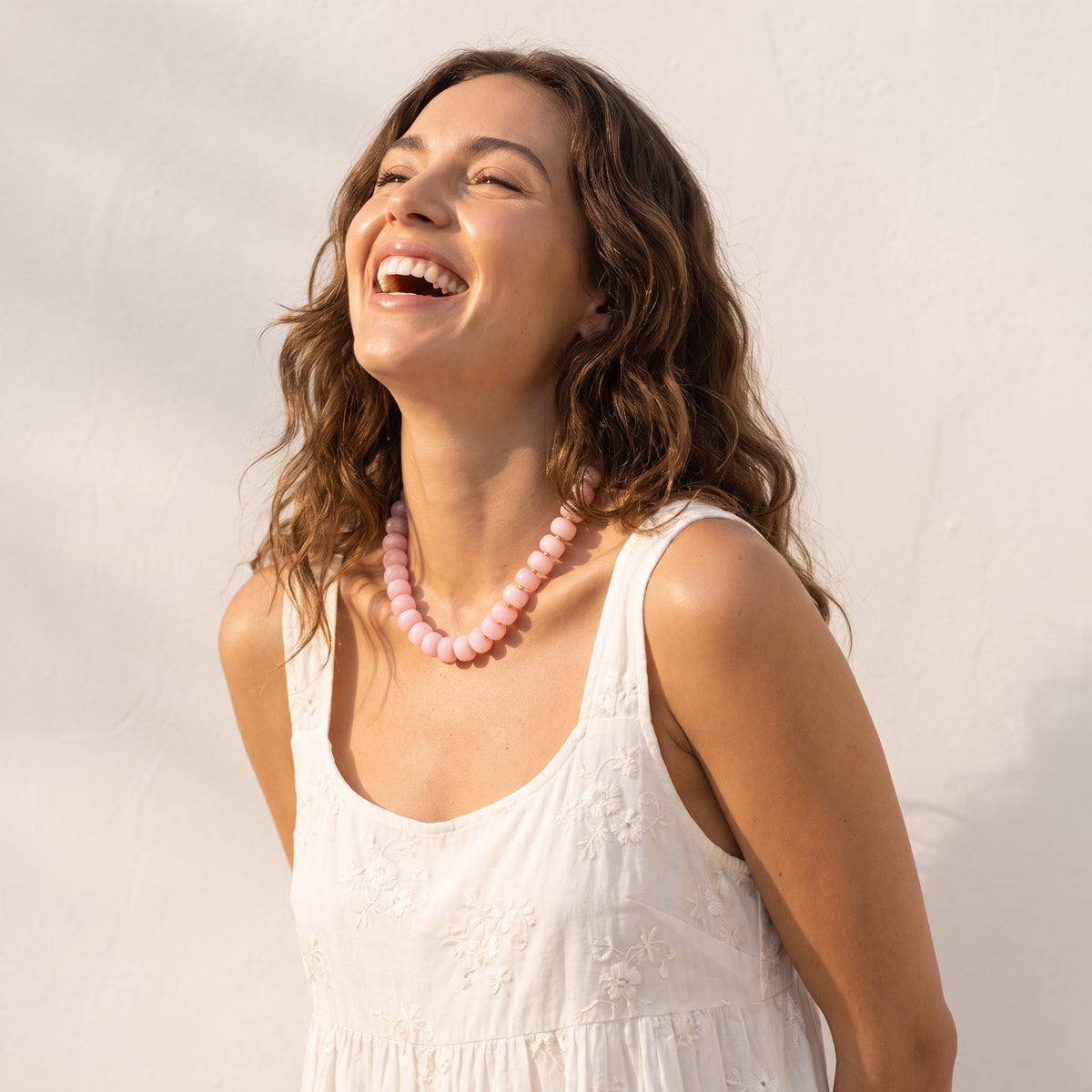 Collar grueso de cuarzo rosa Dream Blush