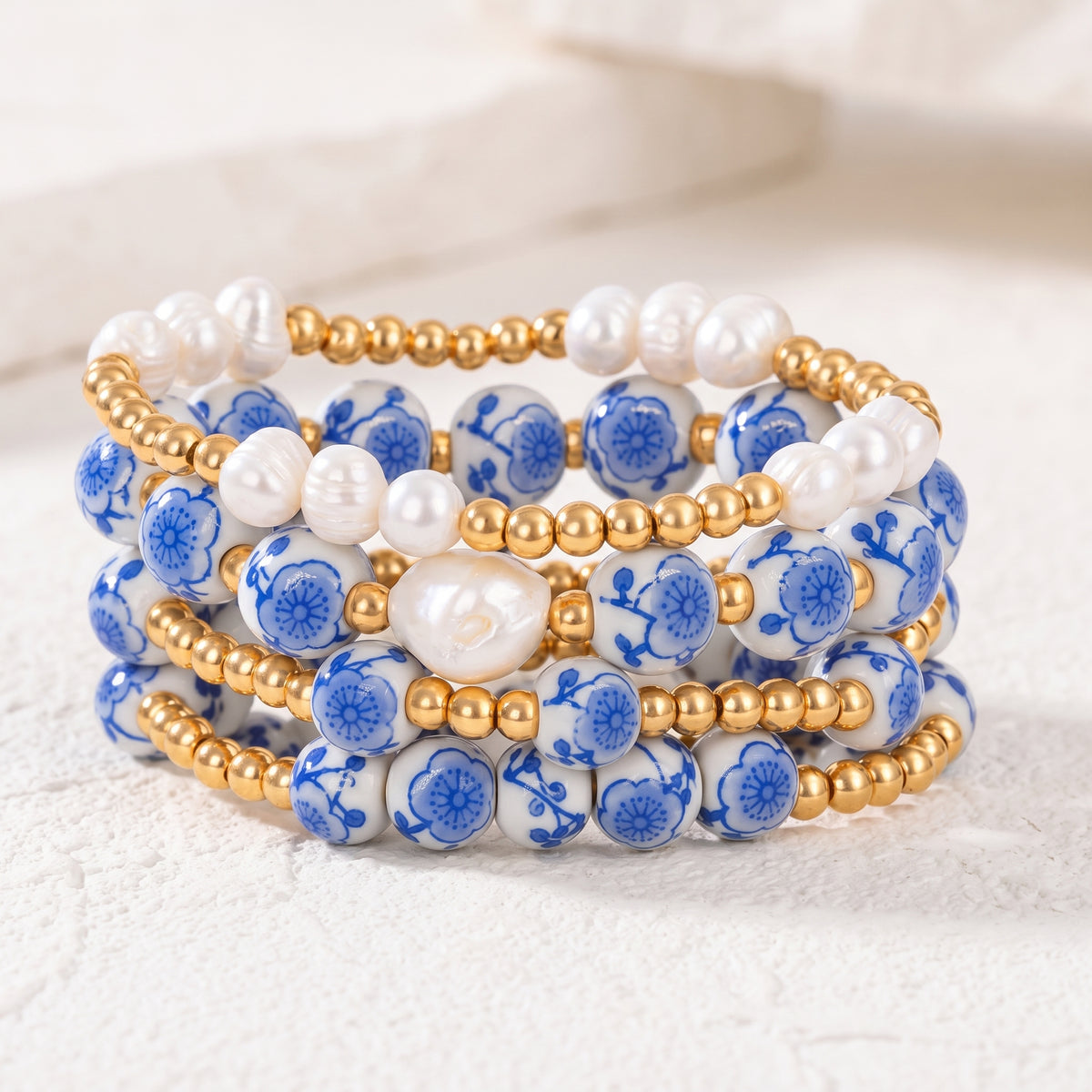 Conjunto de pulseras Porcelain Garden Blue Blossom