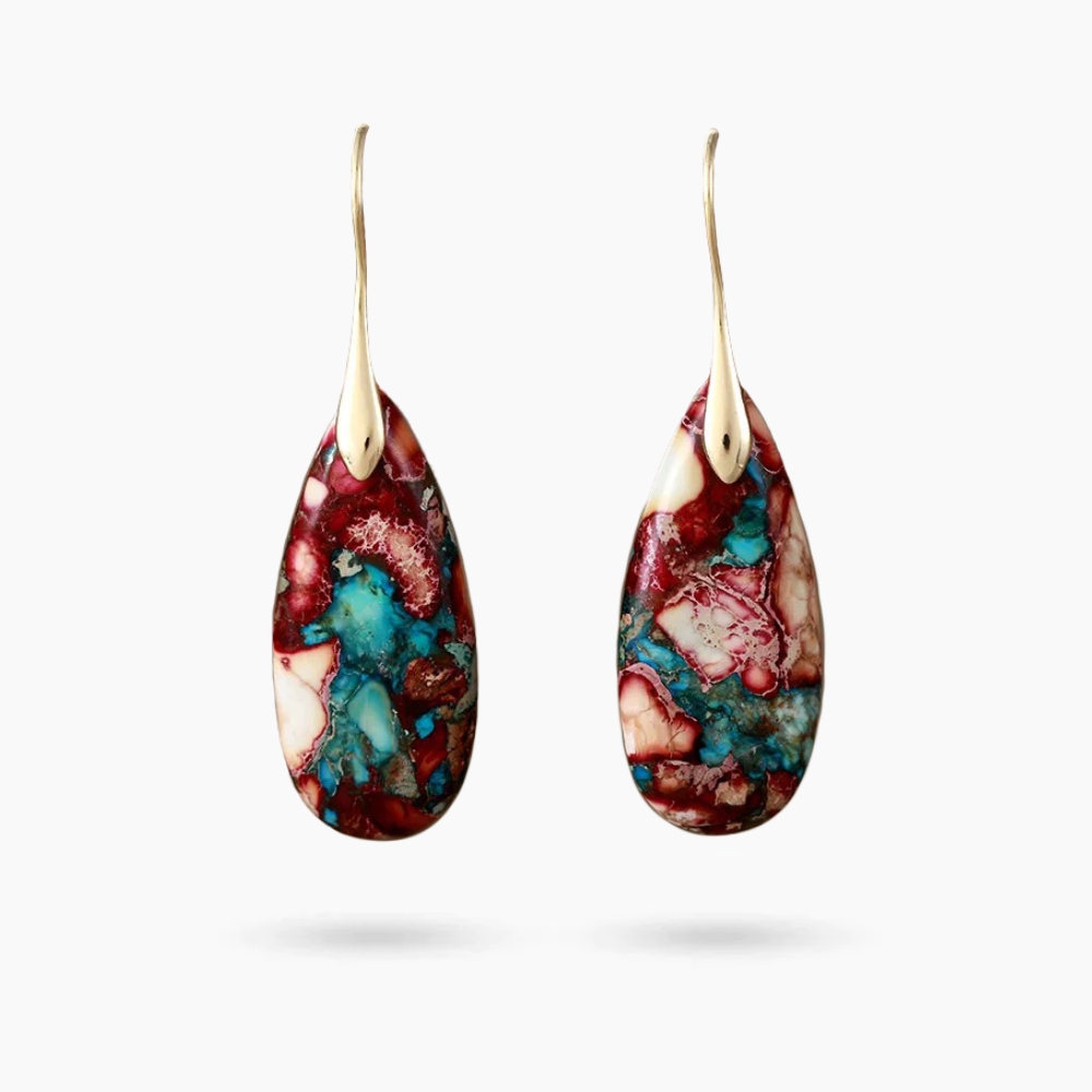 Pendientes colgantes de jaspe Laguna rústica