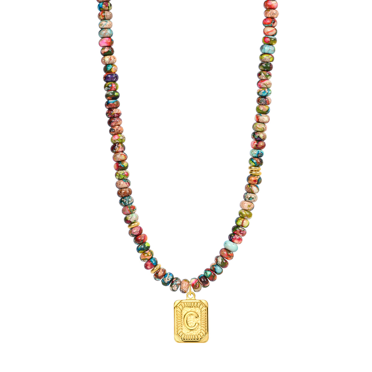 Collar de burbujas con inicial de gema vibrante