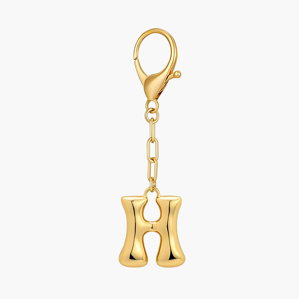 Llavero de letra inicial burbuja y charm para bolso