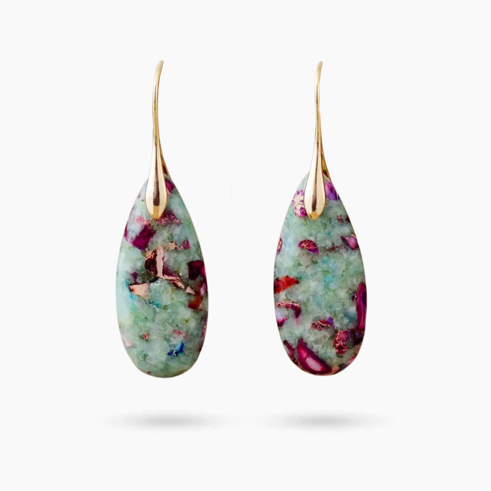 Pendientes en forma de lágrima de Jaspe Rosy Reef