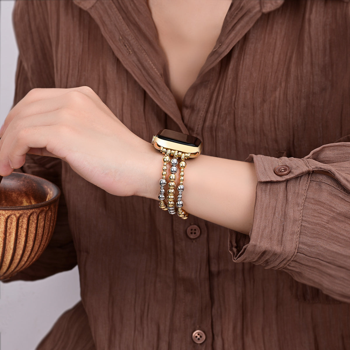 Correa elástica Sterling Gold para Apple Watch