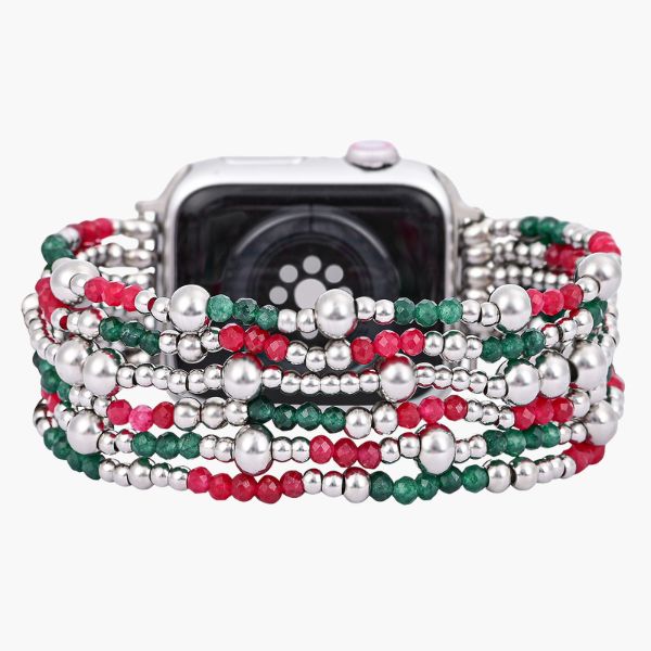 Correa elástica de elegancia plateada festiva para Apple Watch