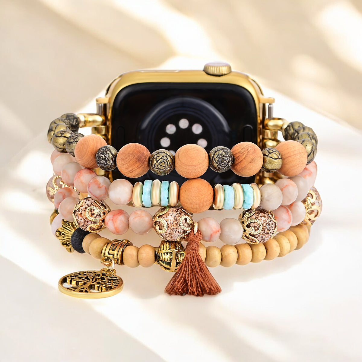 Correa elástica para reloj Golden Tree of Life Jasper