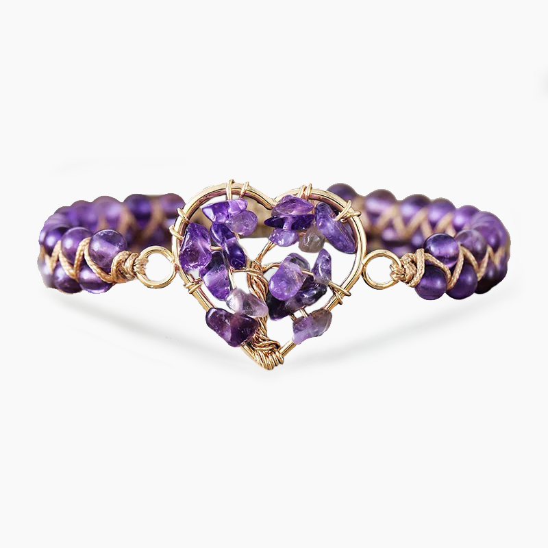 Pulsera Árbol de la Vida Corazón de Amatista