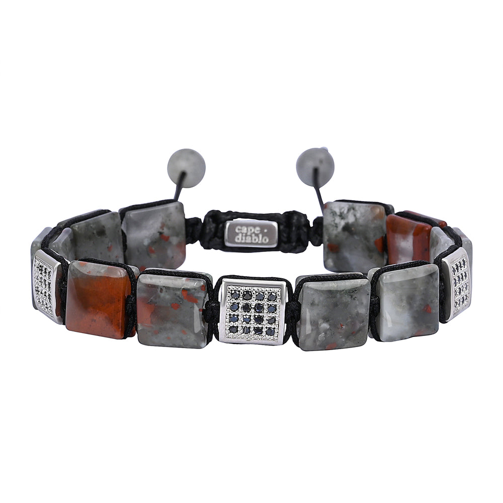 Pulsera africana de piedra de sangre para hombre