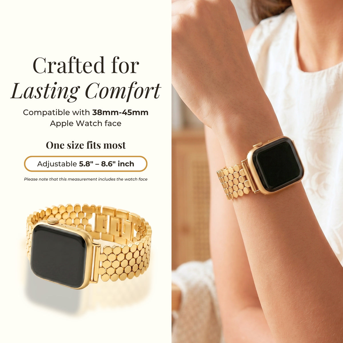 Correa de lujo para Apple Watch en panal dorado