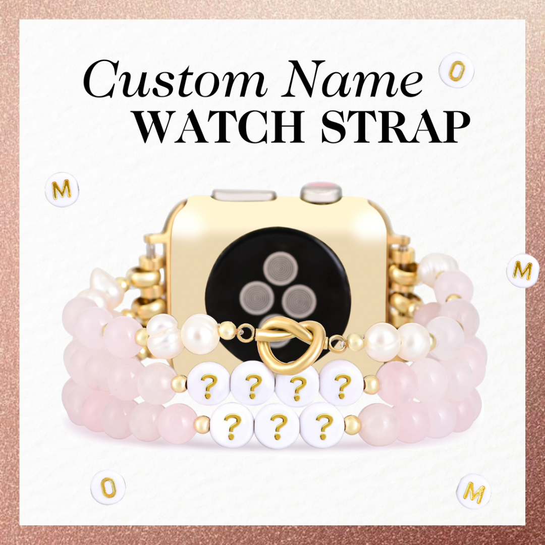 Correa elástica de cuarzo rosa personalizada para Apple Watch