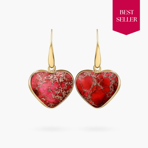 Pendientes de gota de jaspe rojo