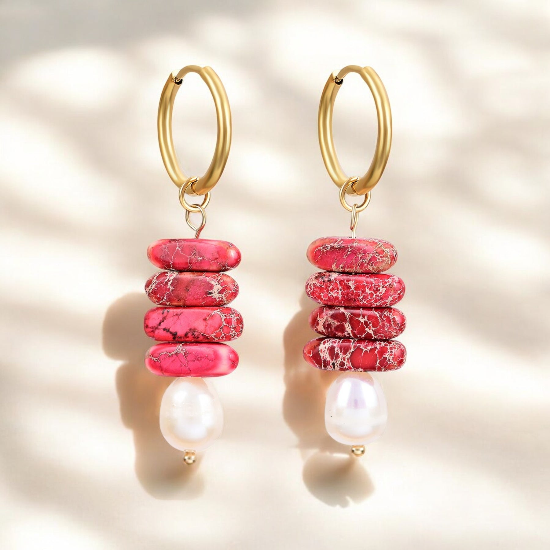 Pendientes de aro Ocean Bliss Pearl & Jade Jasper