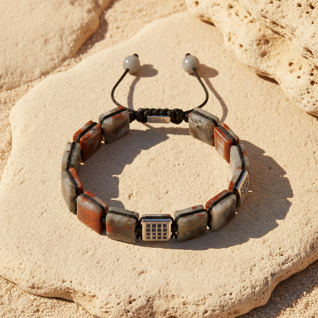 Pulsera africana de piedra de sangre para hombre