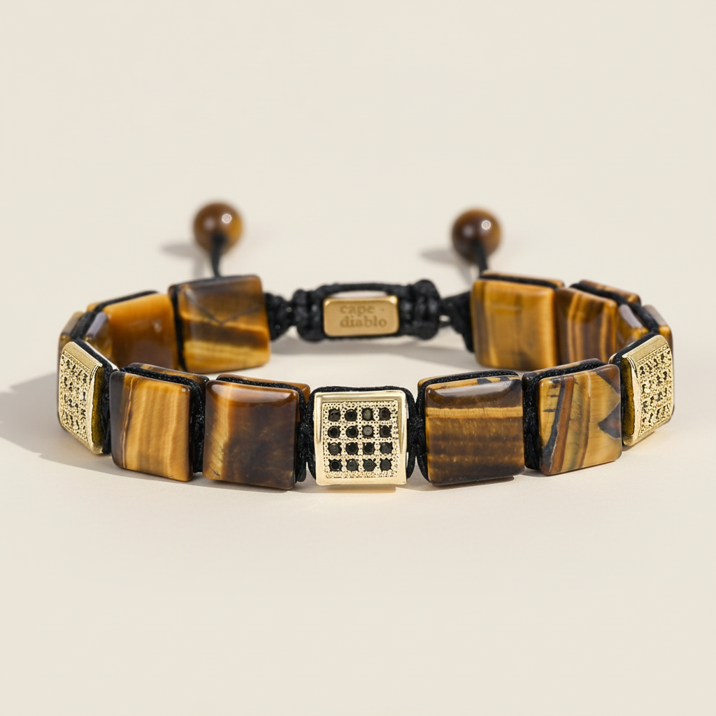 Pulsera amarilla de ojo de tigre para hombre
