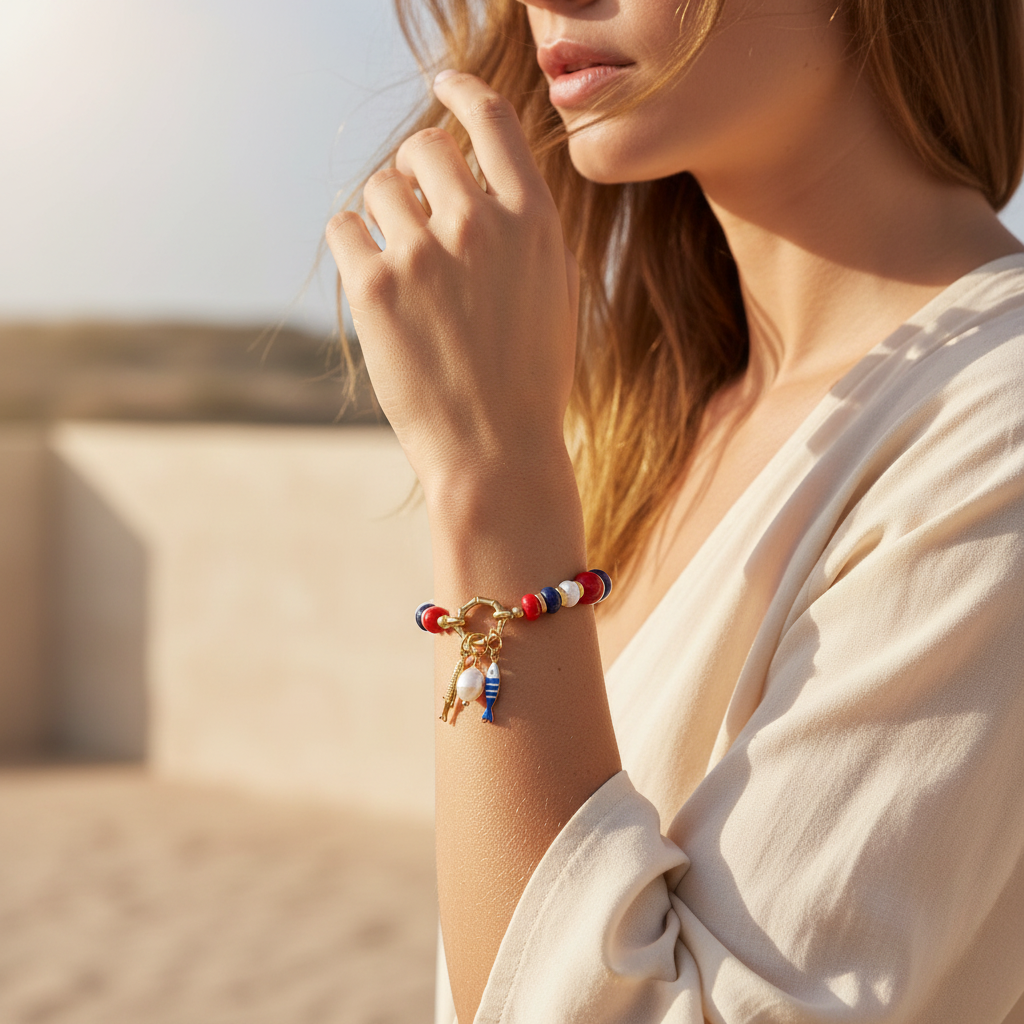 Pulsera con encanto de perla Lapis