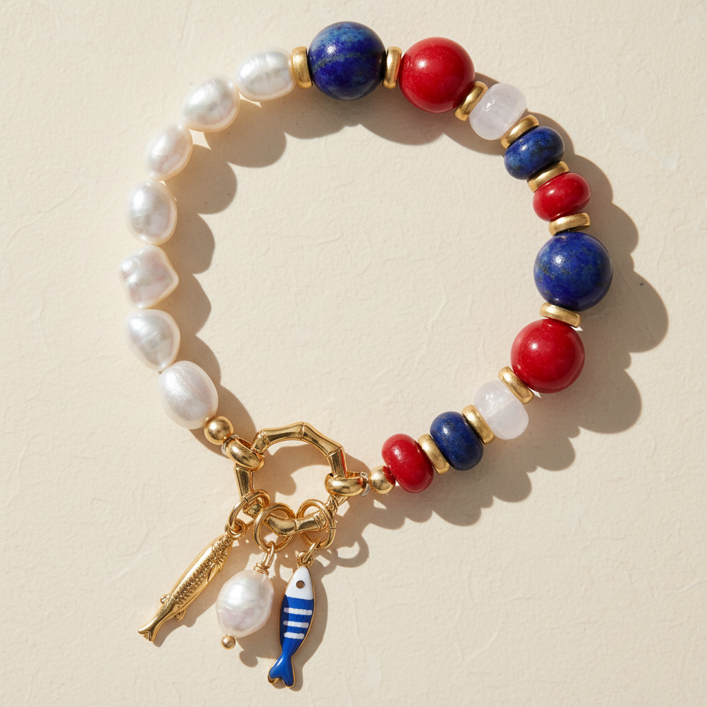 Pulsera con encanto de perla Lapis
