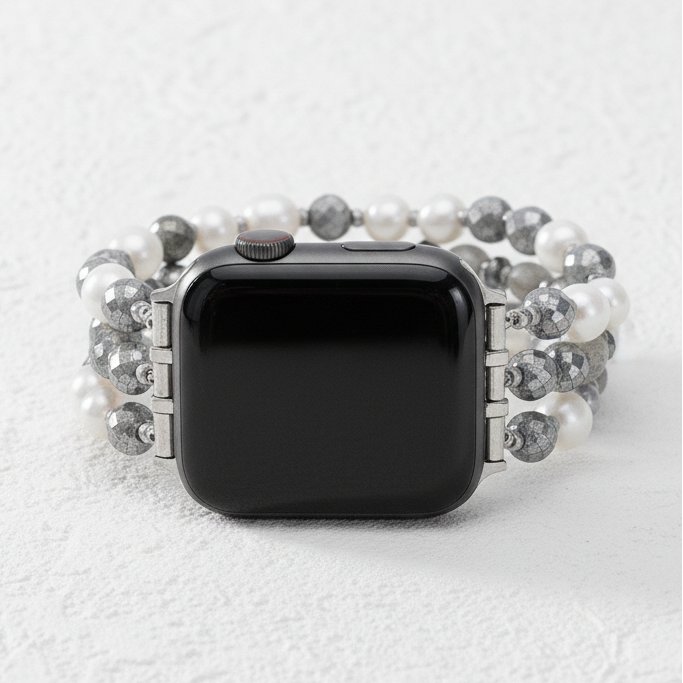 Correa elástica de perlas lunar de lujo para Apple Watch