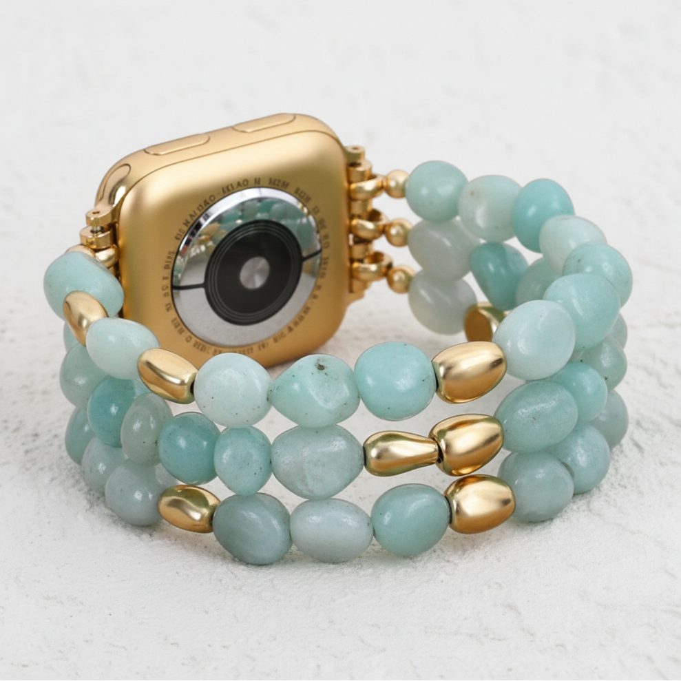 Correa elástica de pepita de oro amazonita para Apple Watch