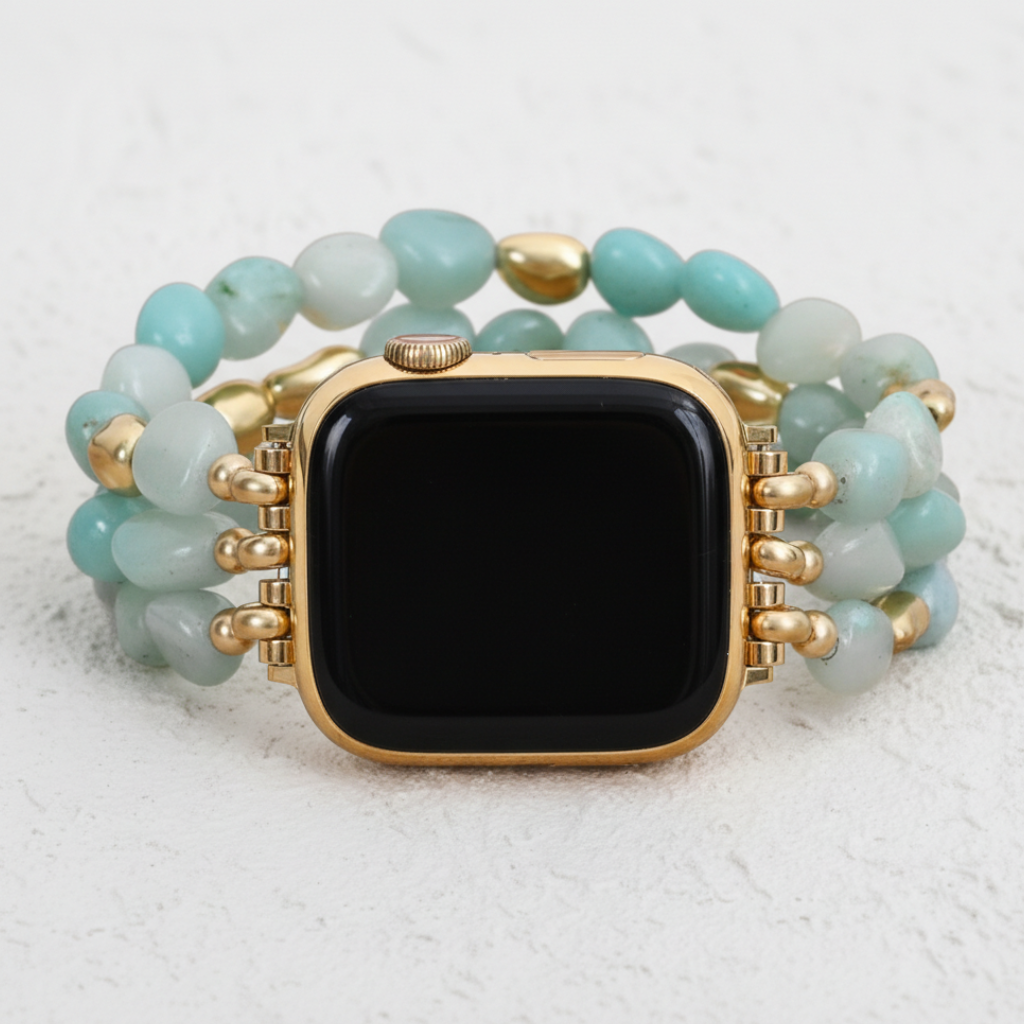 Correa elástica de pepita de oro amazonita para Apple Watch
