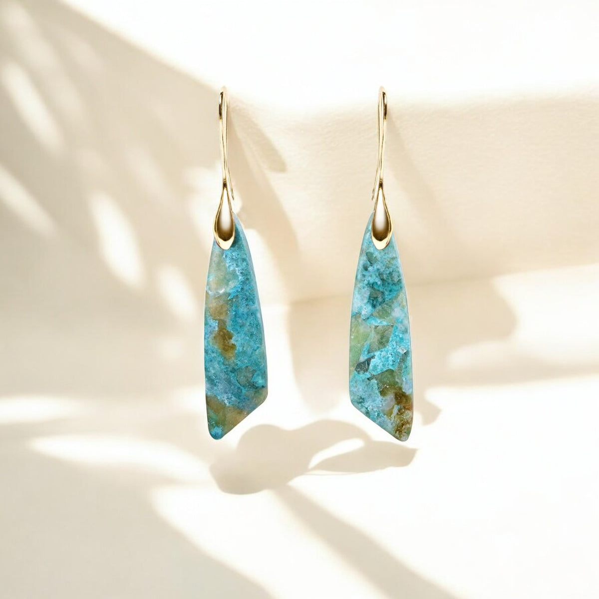Pendientes de gancho de amazonita celestial
