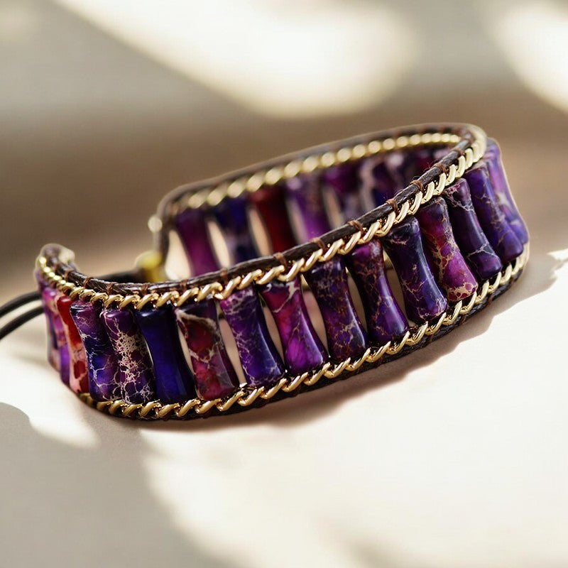 Pulsera de energía de jaspe púrpura mágico