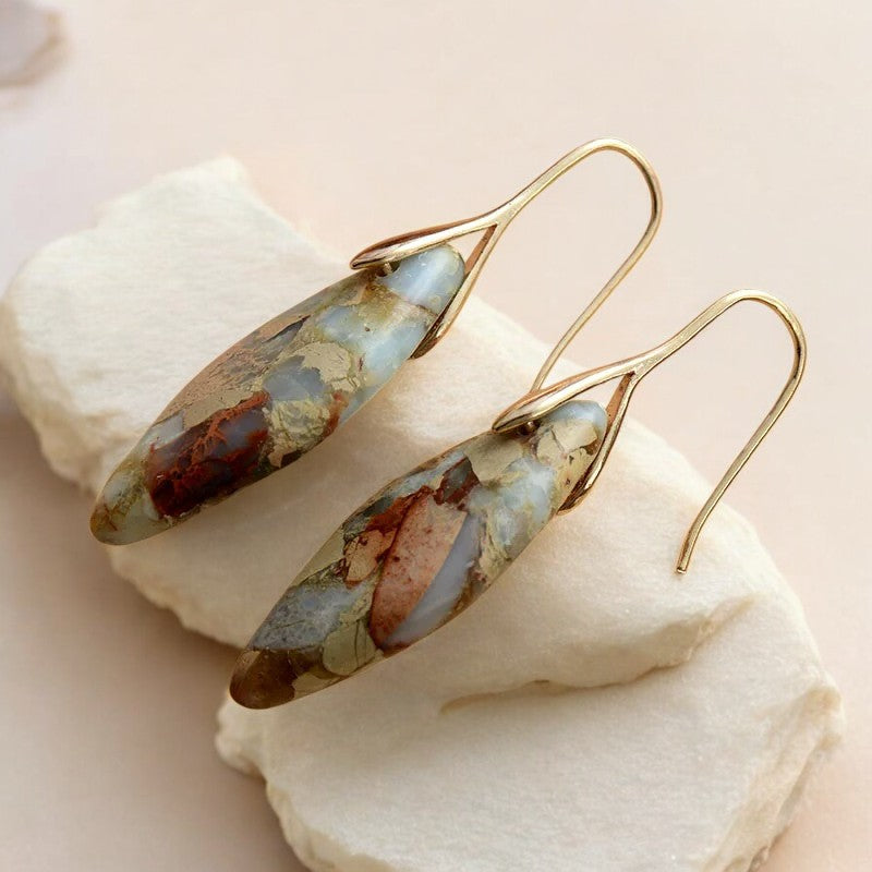 Pendientes Terra Hues Leaves Jasper