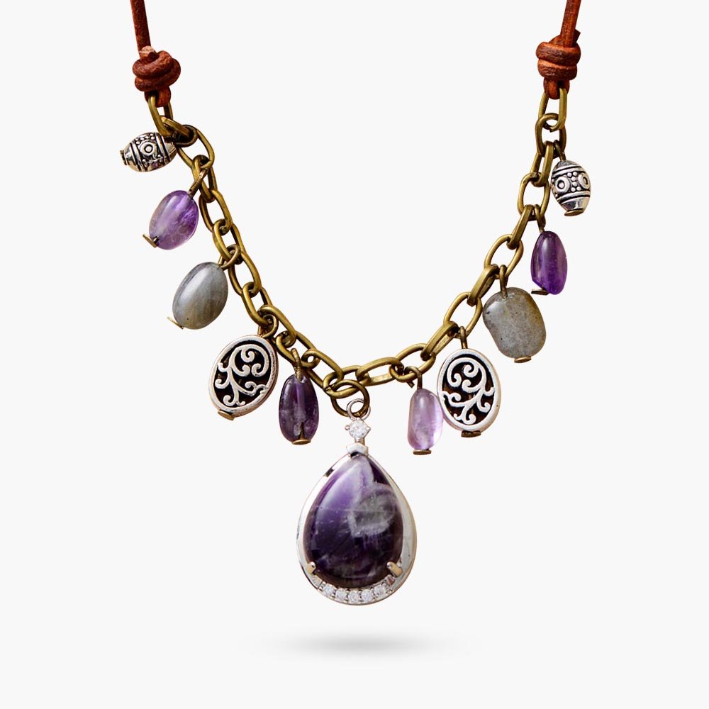 Antique Amethyst Silver Charm Necklace - Cape Diablo