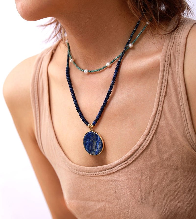 Calming Lapis Lazuli Beaded Necklace - Cape Diablo