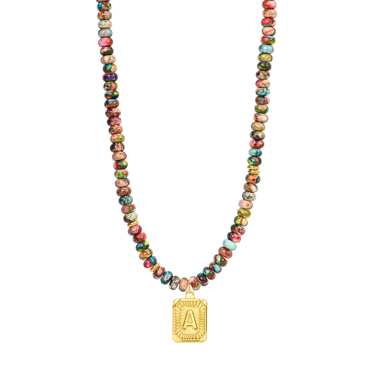 Collar de burbujas con inicial de gema vibrante