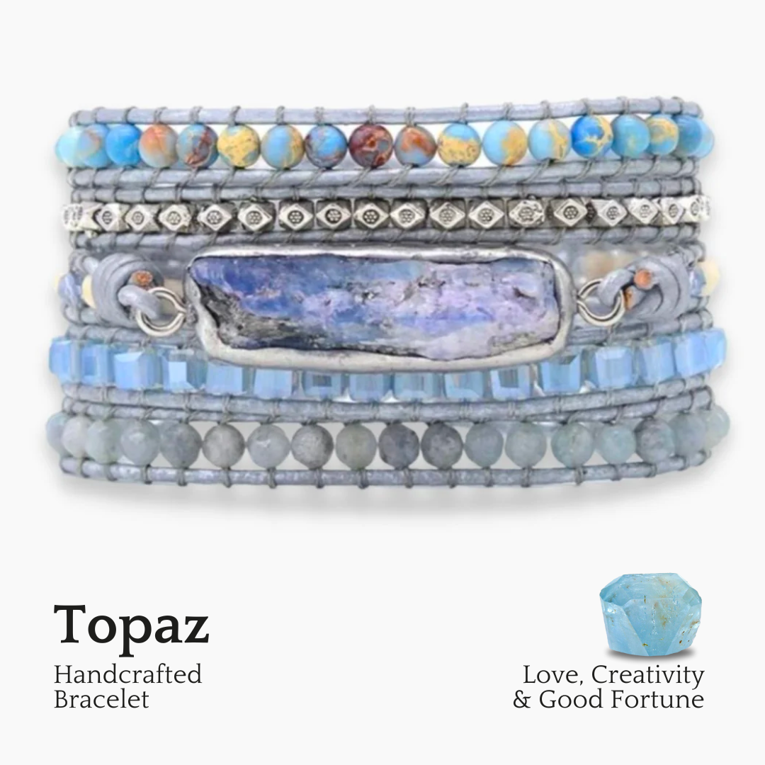 Brazalete envolvente de plata Reina de Topacio Sanador