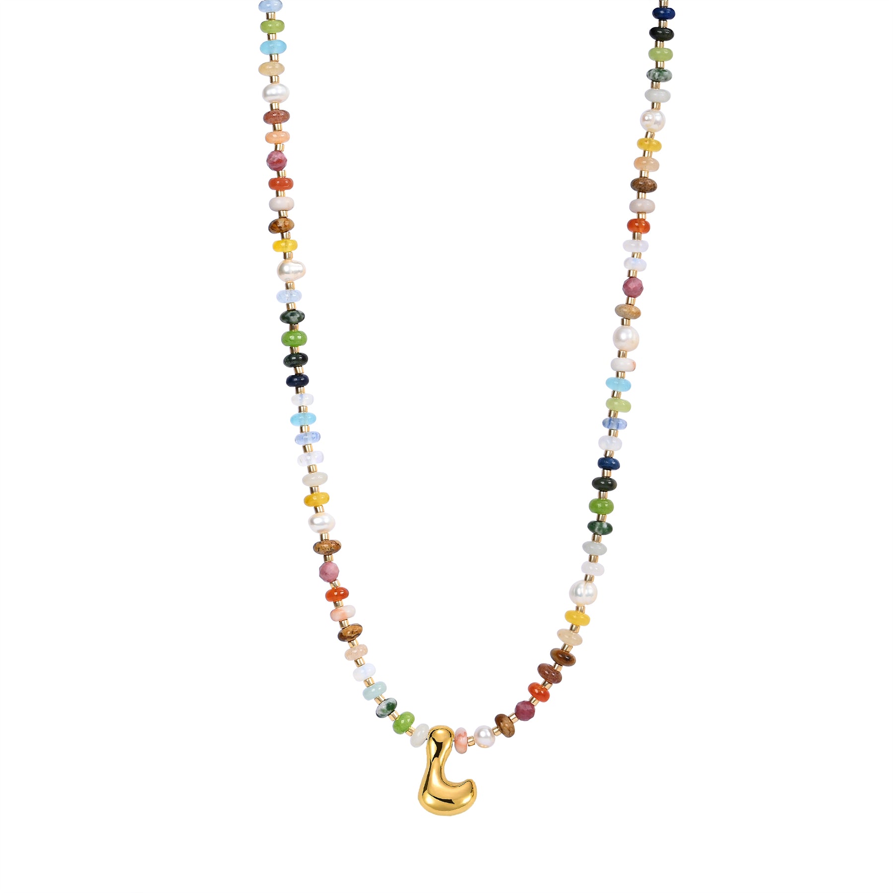 Collar de burbujas con inicial de gema vibrante