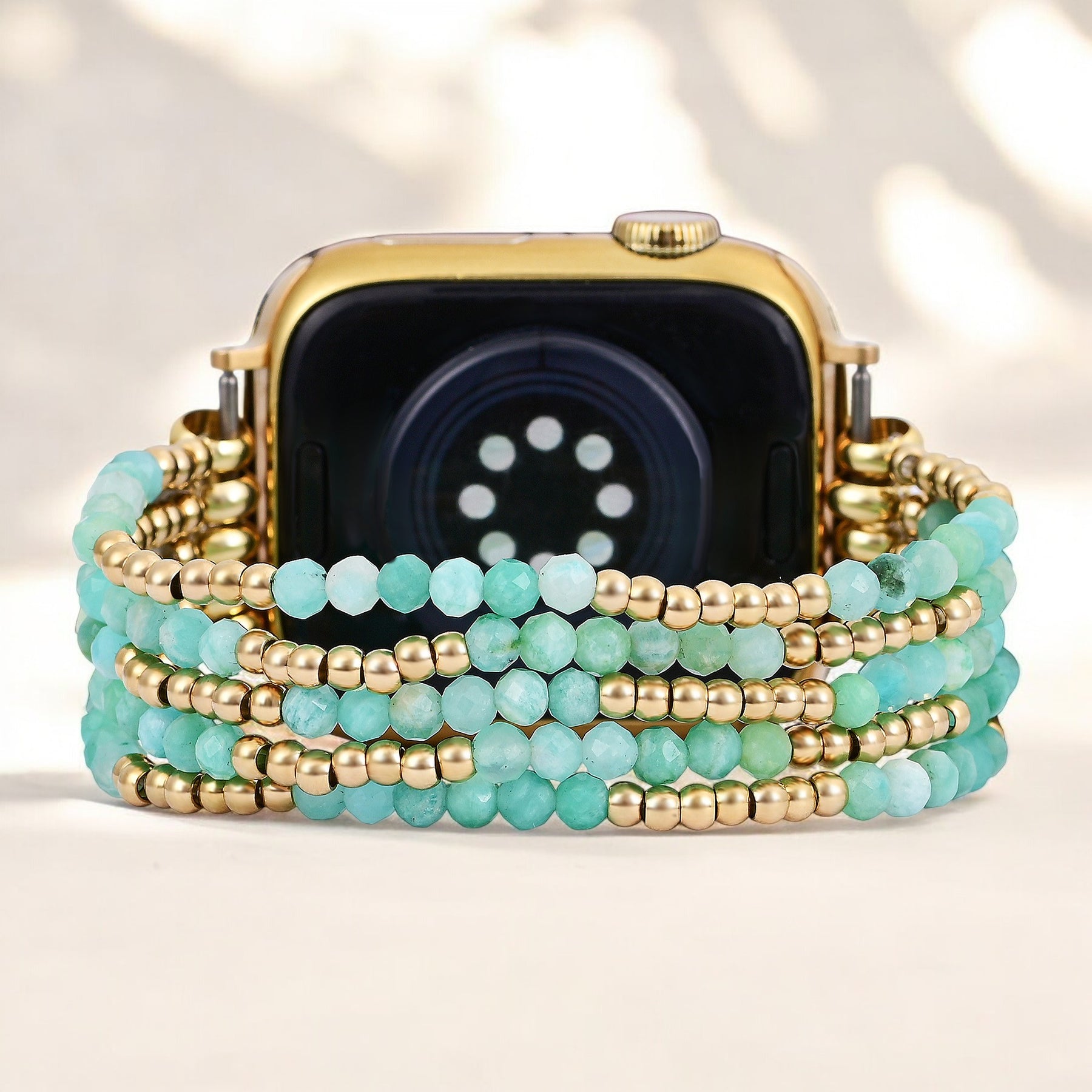 Correa elástica de amazonita luminosa para Apple Watch