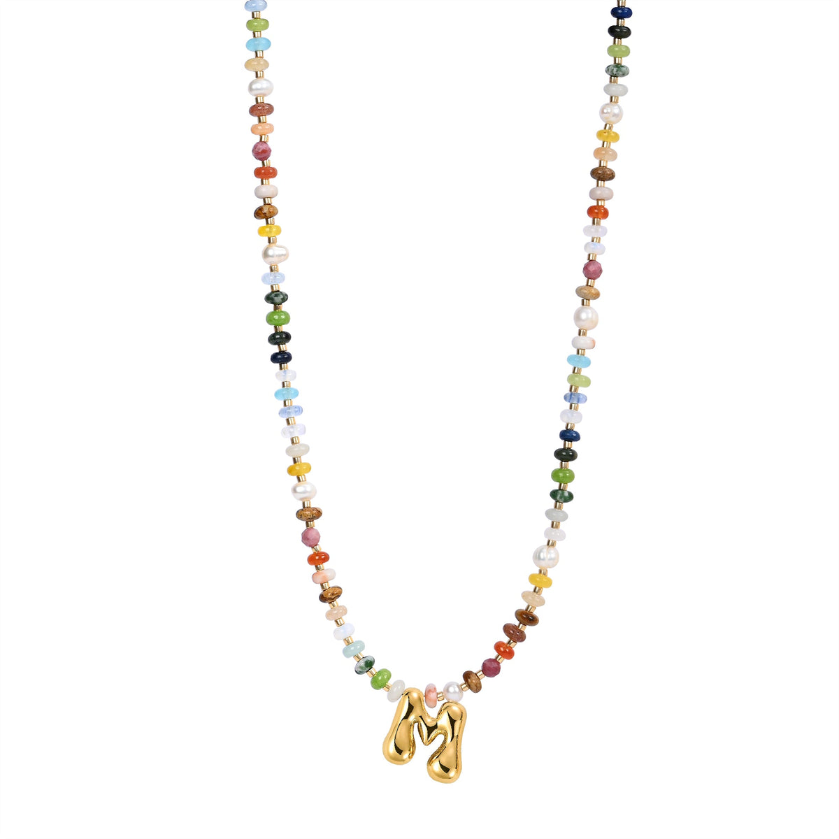 Collar de letras burbuja multicolor