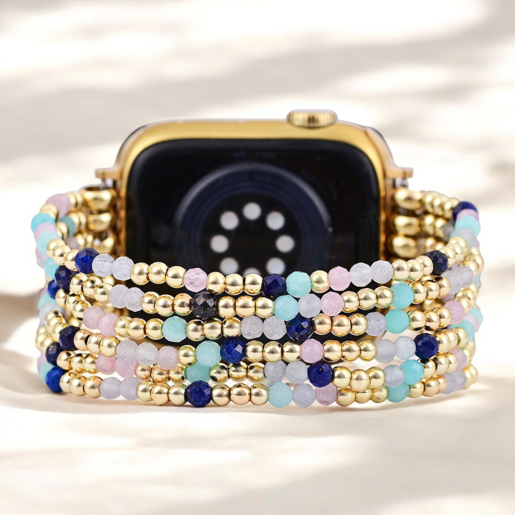 Pulsera elástica de lapislázuli y amazonita para Apple Watch