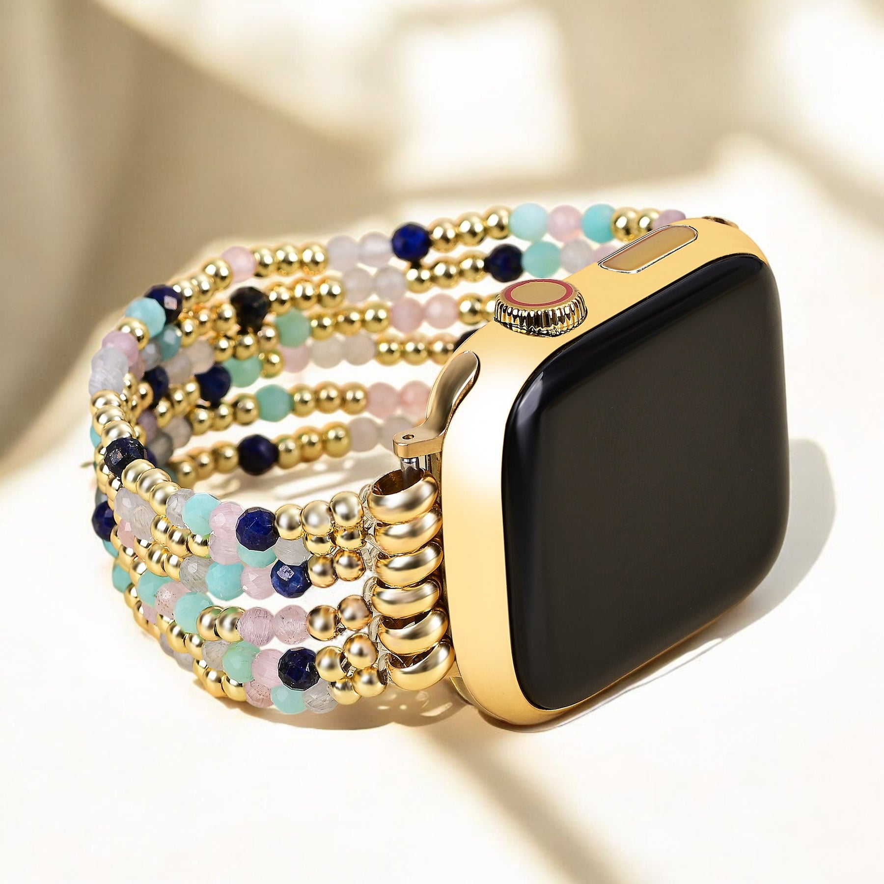 Pulsera elástica de lapislázuli y amazonita para Apple Watch
