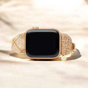 Correa de cuero en tonos de madera flotante para Apple Watch