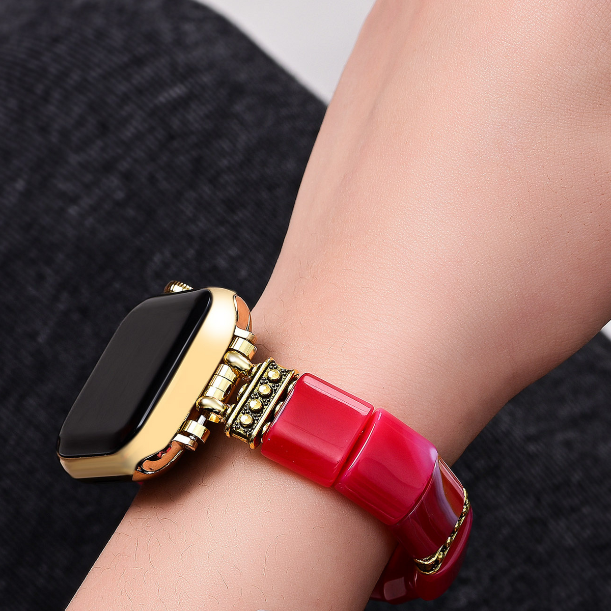 Pulsera elástica de ágata Ruby Essence para Apple Watch