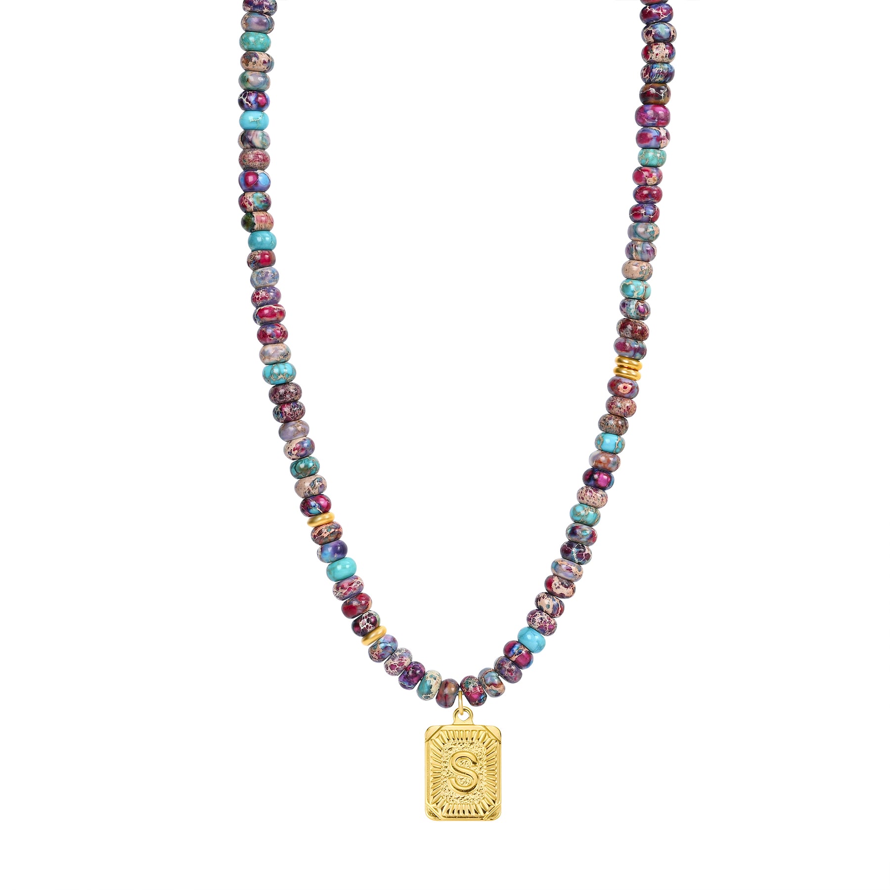 Collar de burbujas con inicial de gema vibrante