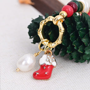 Pulsera de perlas con brillo navideño