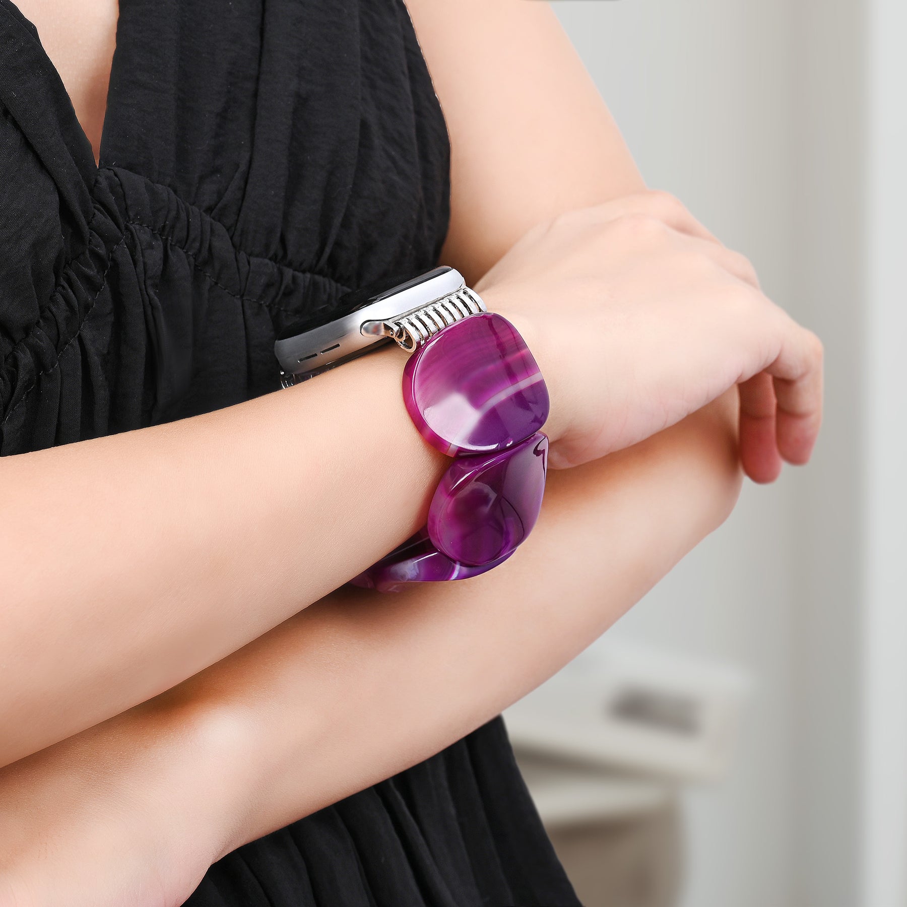 Correa elástica de ágata ciruela mística para Apple Watch