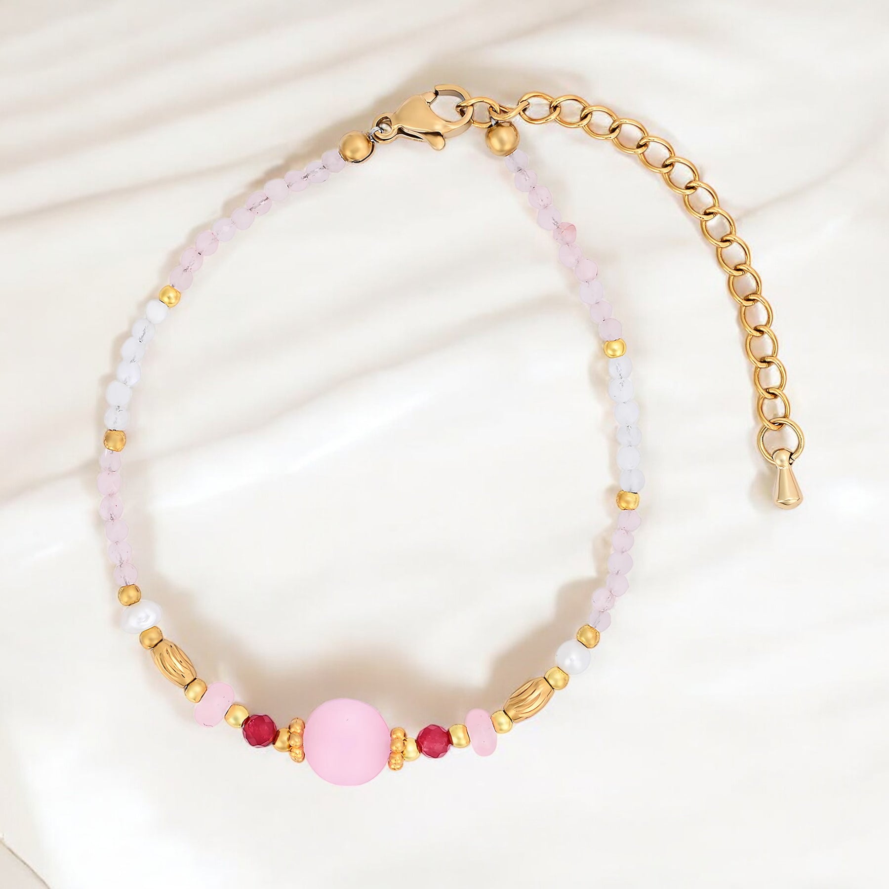 Pulsera de Cuarzo Rosa a la Luz de la Luna