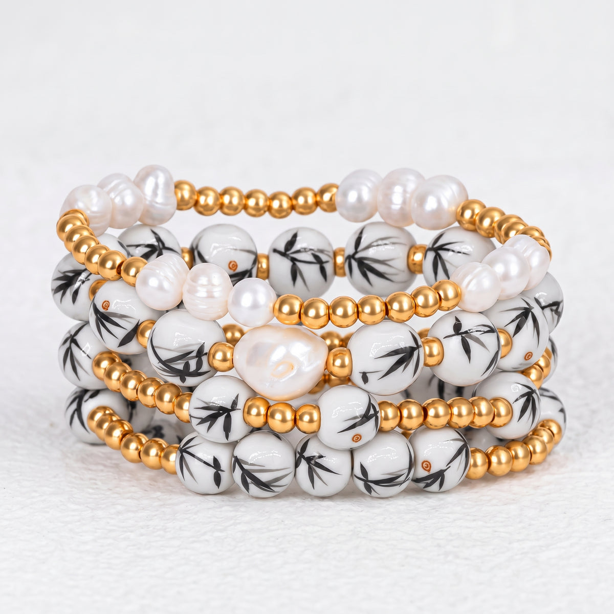 Conjunto de pulseras Porcelain Garden Bamboo Mist