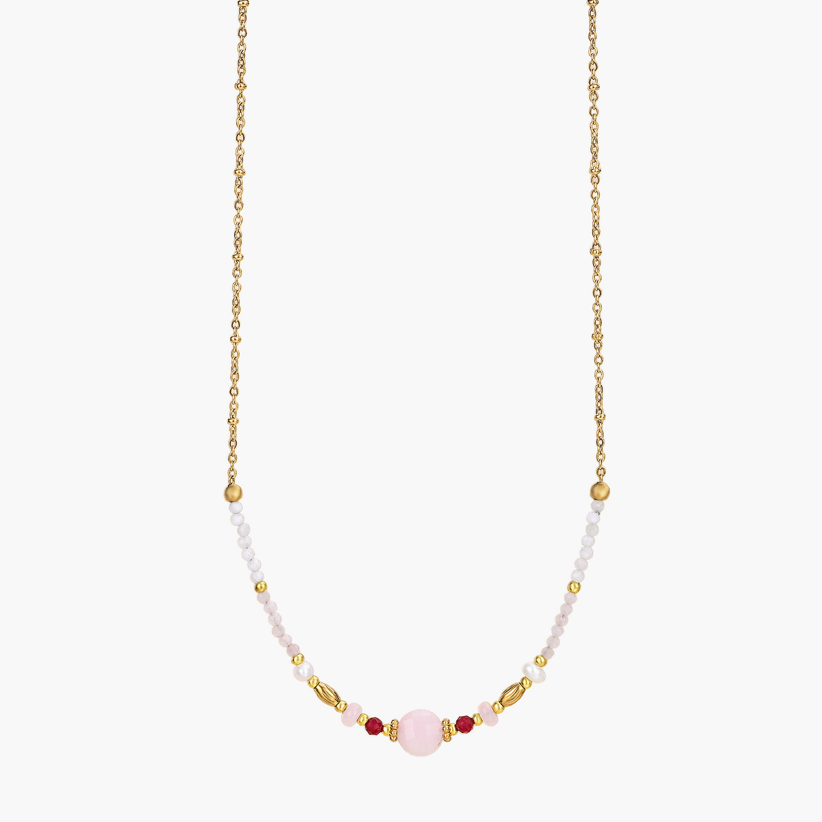 Collar de Cuarzo Rosa a la Luz de la Luna