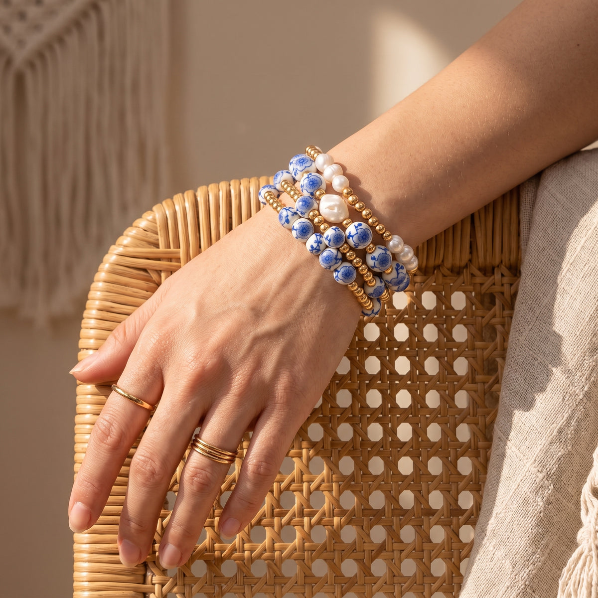 Conjunto de pulseras Porcelain Garden Blue Blossom