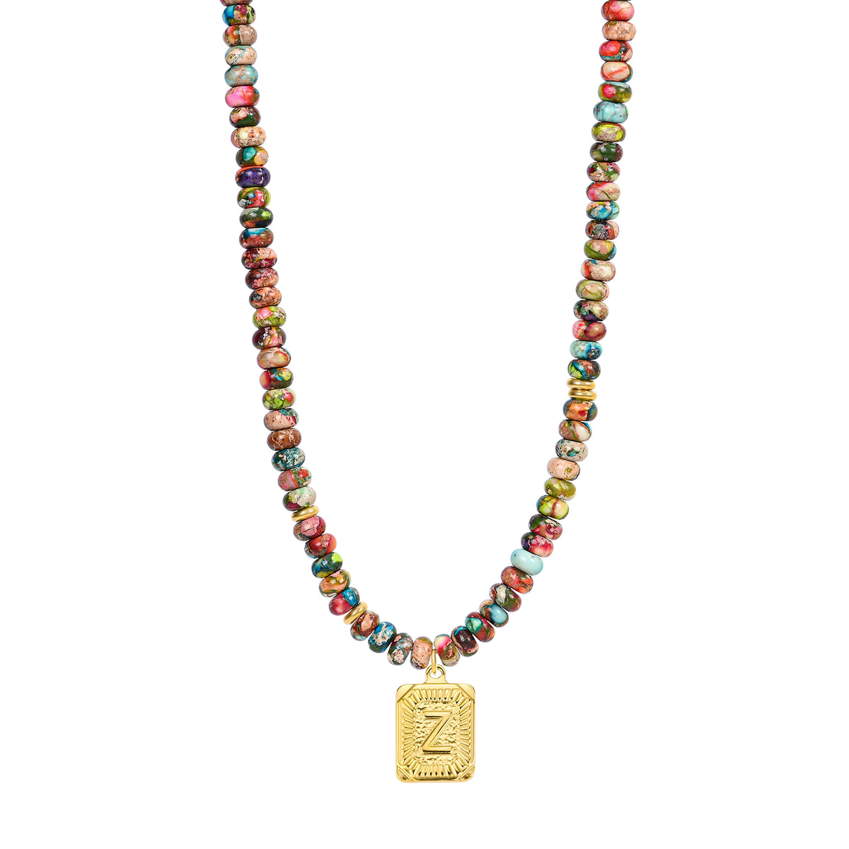 Collar de burbujas con inicial de gema vibrante