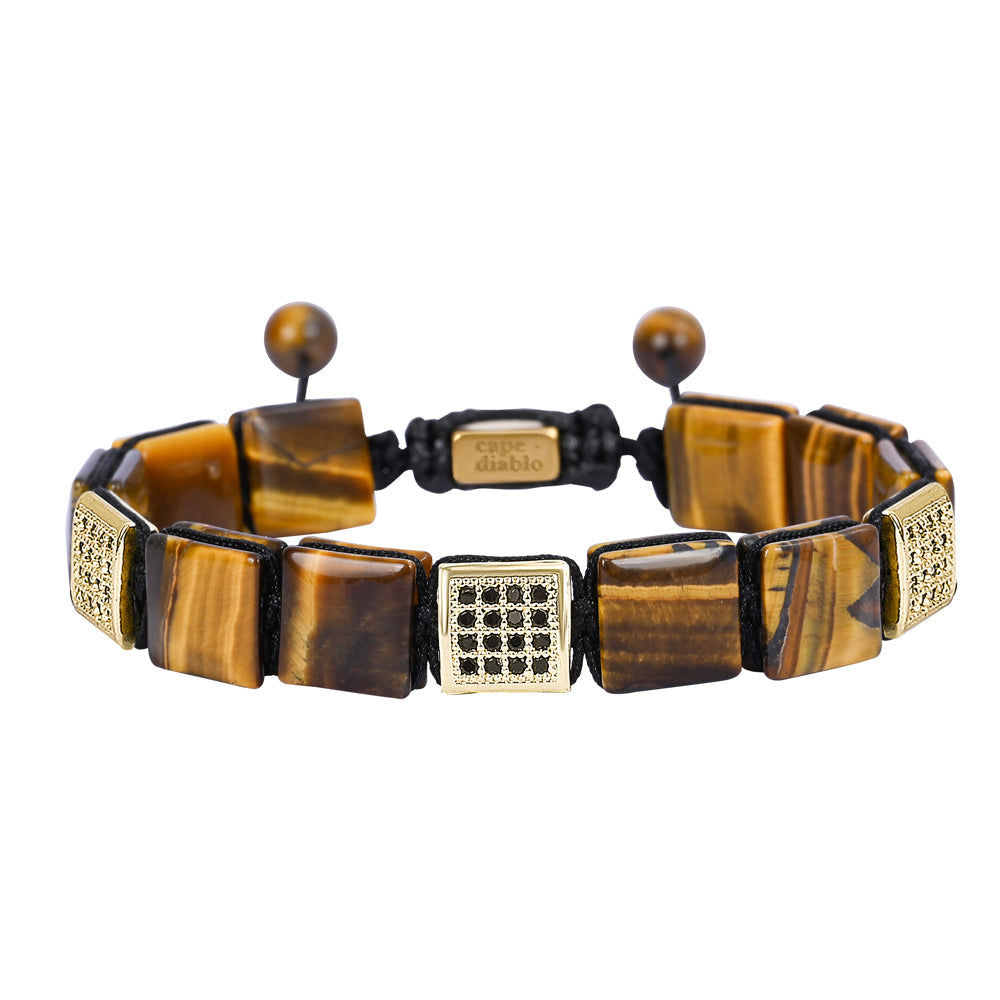 Pulsera amarilla de ojo de tigre para hombre