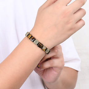 Pulsera amarilla de ojo de tigre para hombre